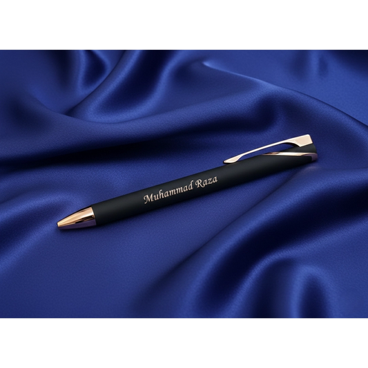 Luxury Obsidian Black & Rose Gold Personalized Pen – Custom Engraved Gift – Customized Pen