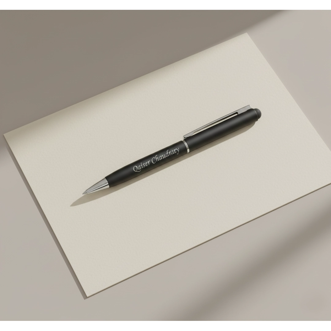 Personalized Noir Matte Black Stylus Pen – Custom Engraved 2-in-1 Executive Series – Customized Pen